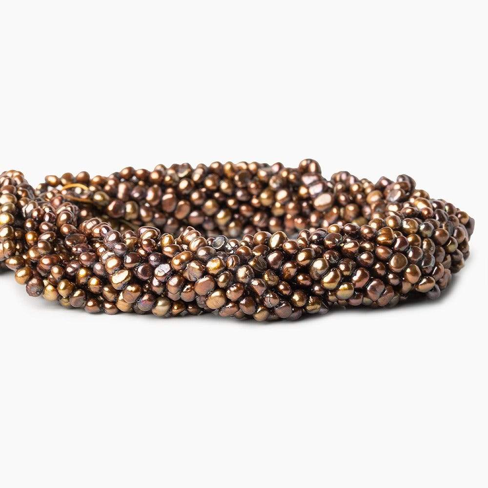 4x3mm Chocolate Baroque Small Pearls 15 inch, 125 pieces - Beadsofcambay.com