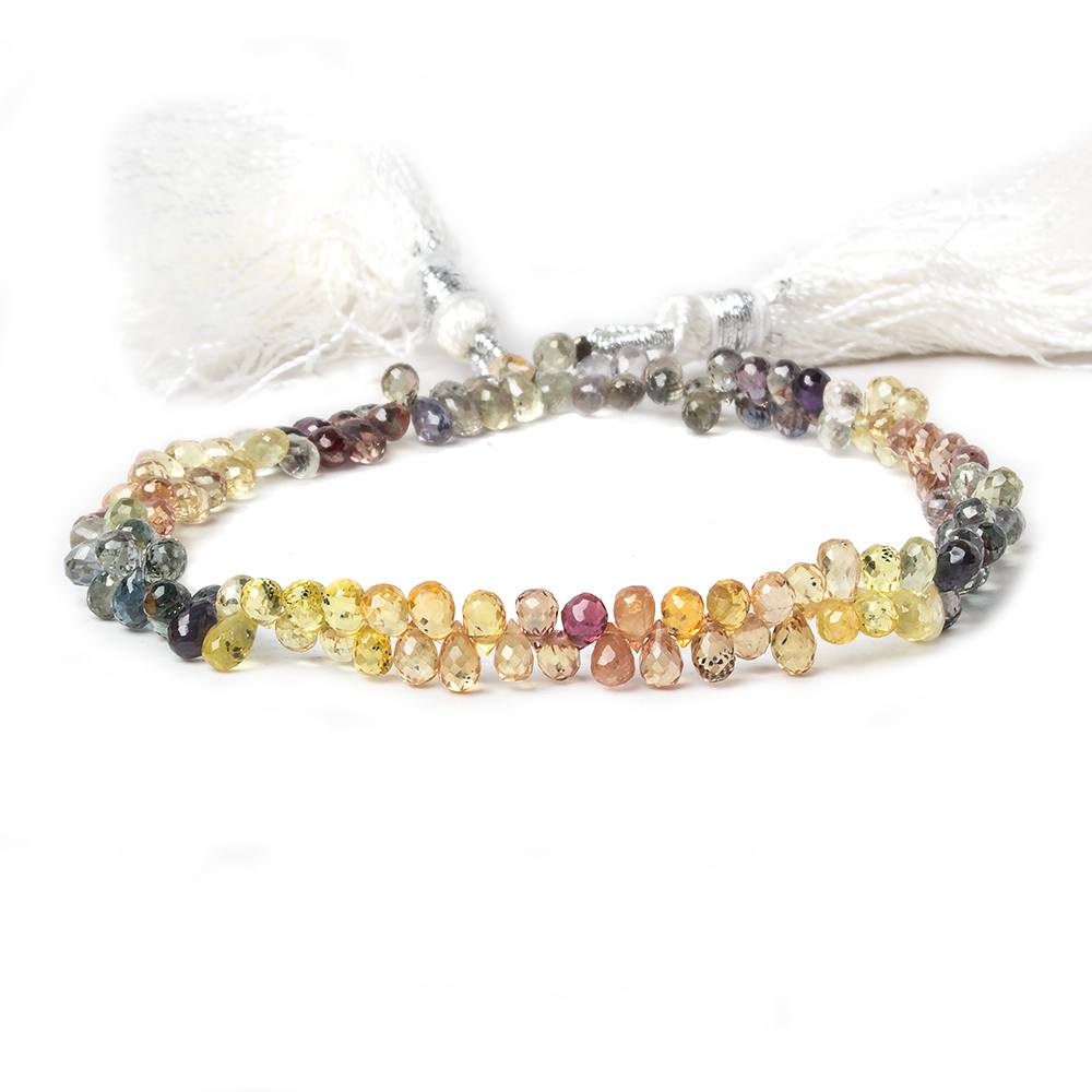 4x3mm Fancy Sapphire Faceted Tear Drop Beads 7.5 inch 127 pieces - Beadsofcambay.com