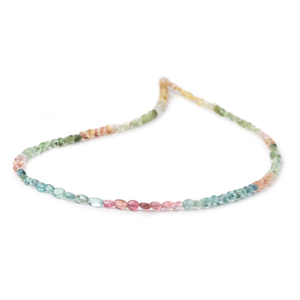 4x3mm Multi Color Tourmaline Plain Oval Beads 16 inch 110 pieces AA - Beadsofcambay.com