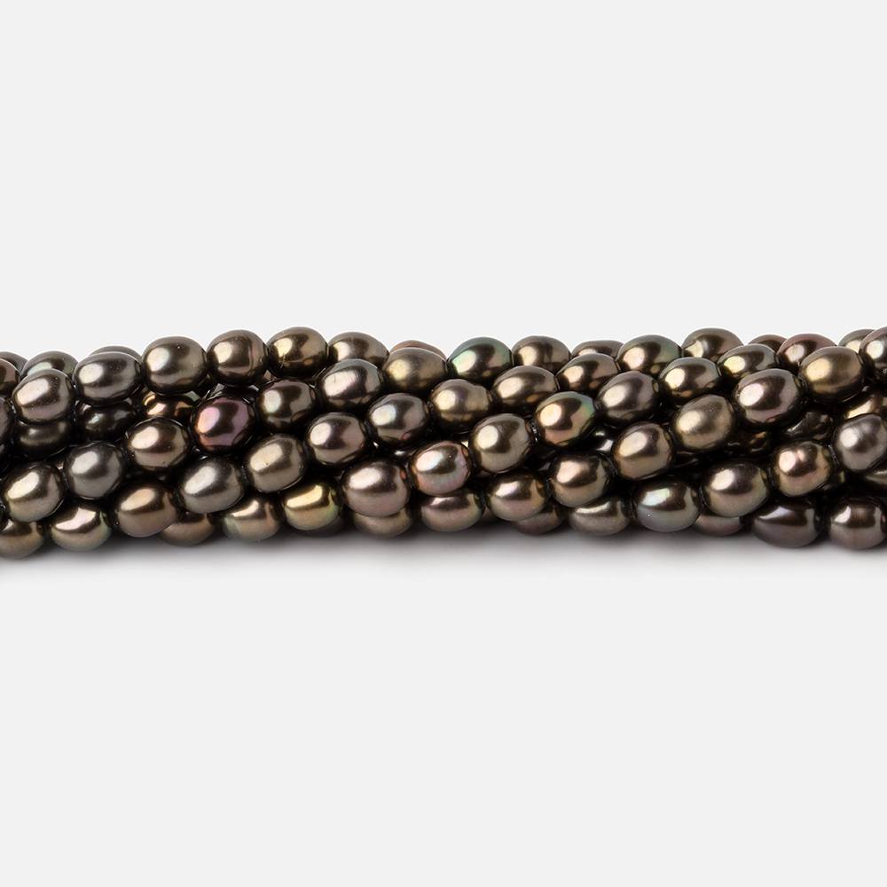 4x3mm Mushroom Green Straight Drill Oval Freshwater Pearls 15 inch 72 beads - Beadsofcambay.com