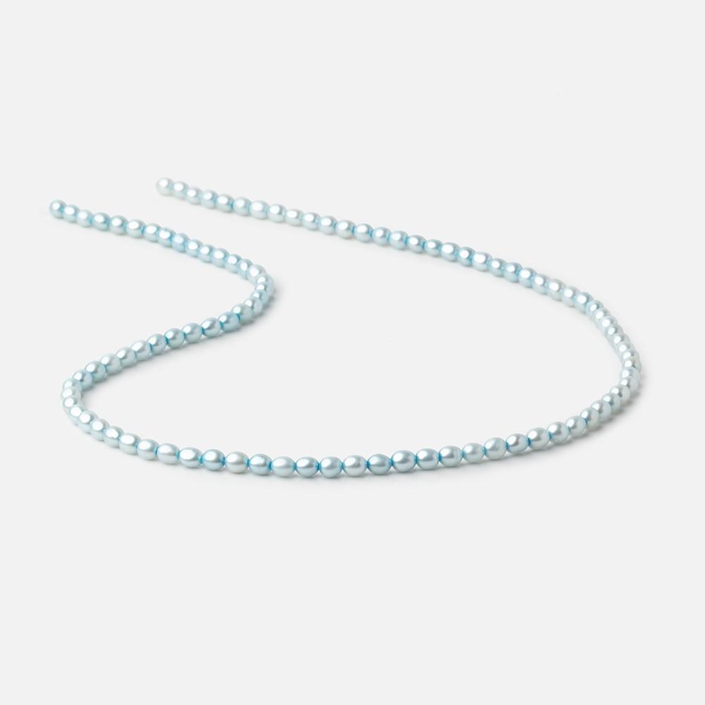 4x3mm Powder Blue Straight Drill Oval Pearl Beads 15 inch 96 pieces - Beadsofcambay.com