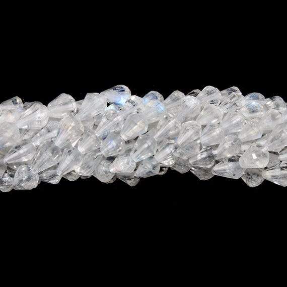 4x3mm Rainbow Moonstone Petite Faceted Tear Drop 14.5 inch 77 Beads - Beadsofcambay.com