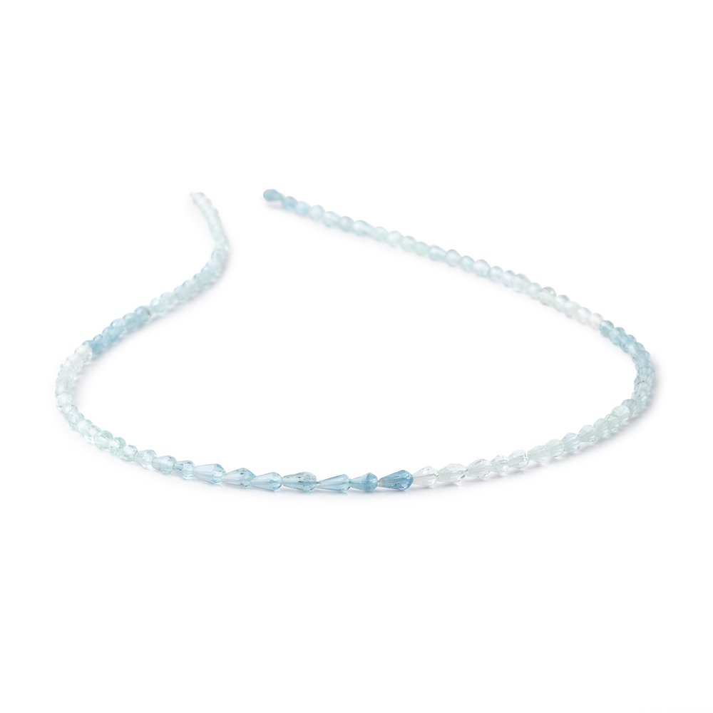 4x3mm Shaded Aquamarine Faceted Tear Drop Beads 14.5 inch 86 pieces - Beadsofcambay.com