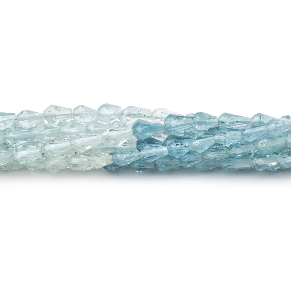 4x3mm Shaded Aquamarine Faceted Tear Drop Beads 14.5 inch 86 pieces - Beadsofcambay.com