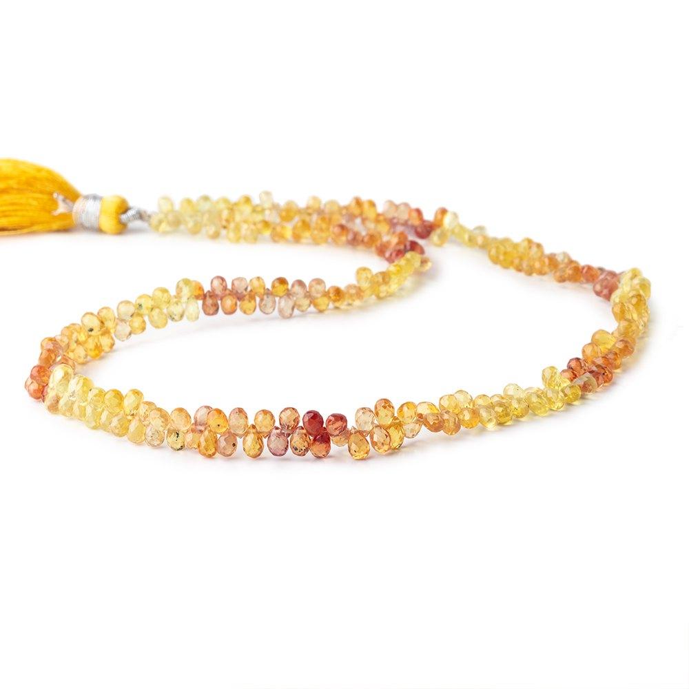4x3mm Yellow & Orange Fancy Sapphire Faceted Tear Drops 16 inch 245 Beads AA - Beadsofcambay.com