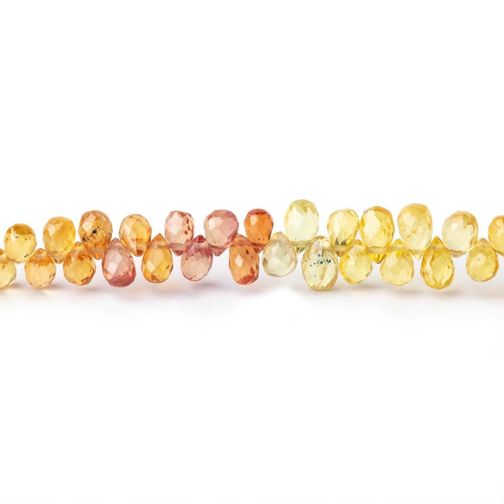 4x3mm Yellow & Orange Fancy Sapphire Faceted Tear Drops 16 inch 245 Beads AA - Beadsofcambay.com