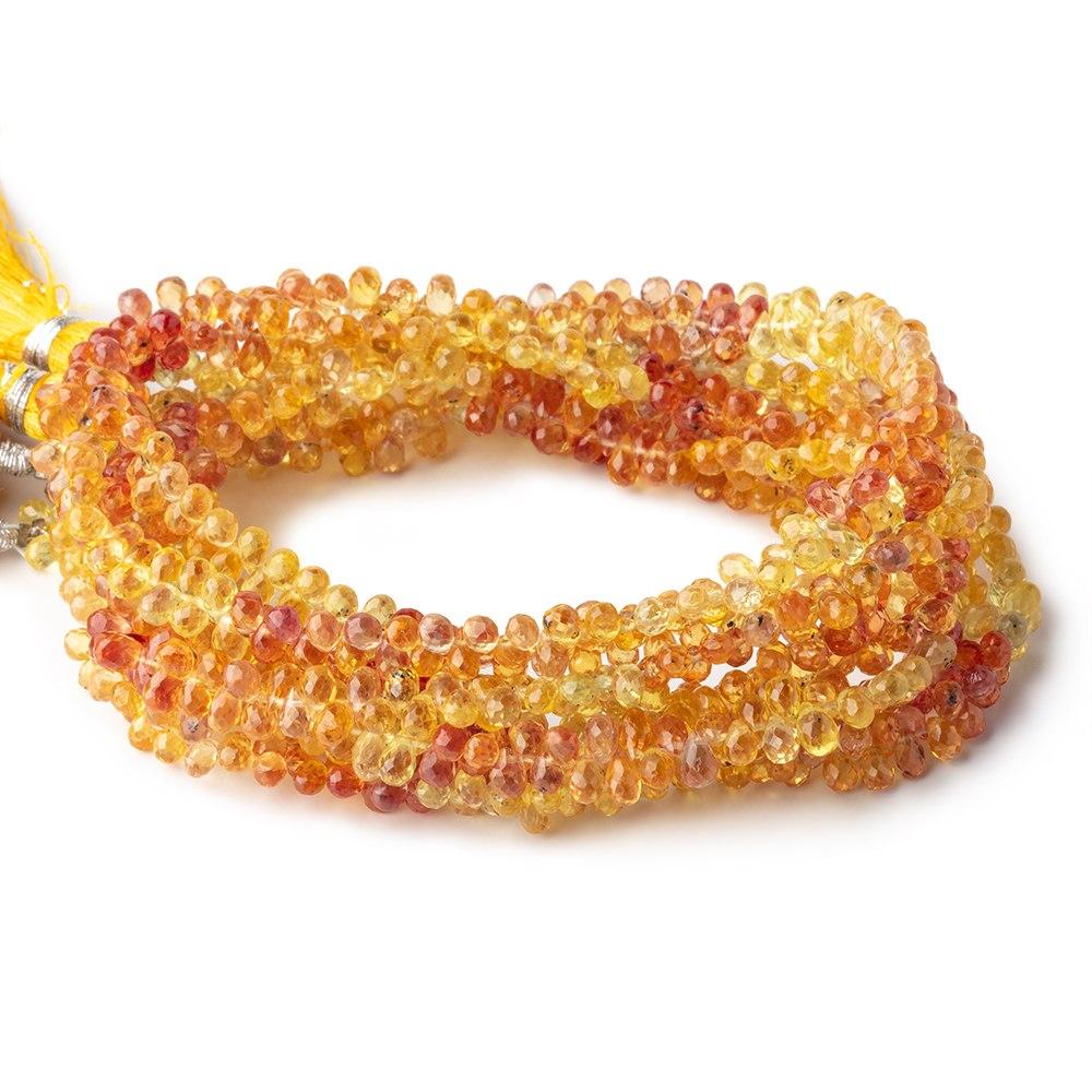 4x3mm Yellow & Orange Fancy Sapphire Faceted Tear Drops 16 inch 245 Beads AA - Beadsofcambay.com