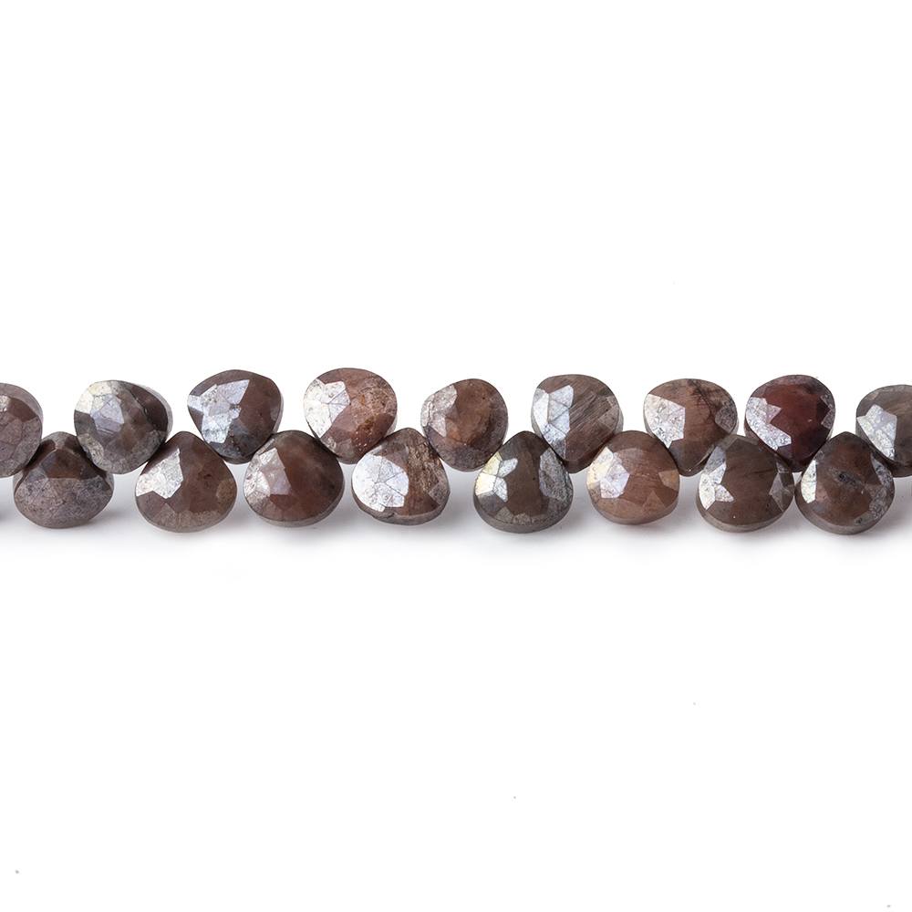 4x4-5x5mm Metallic Brown & Grey Moonstone petite faceted hearts 55 beads AA - Beadsofcambay.com