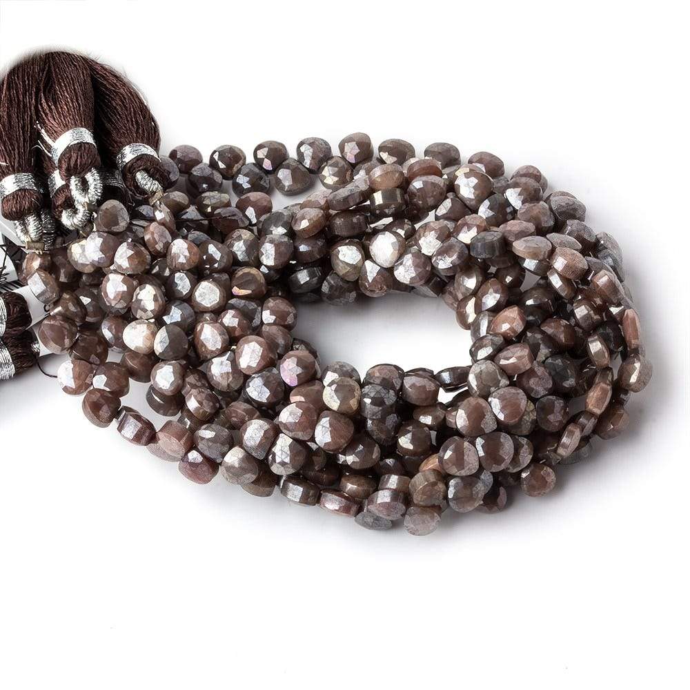 4x4-5x5mm Metallic Brown & Grey Moonstone petite faceted hearts 55 beads AA - Beadsofcambay.com