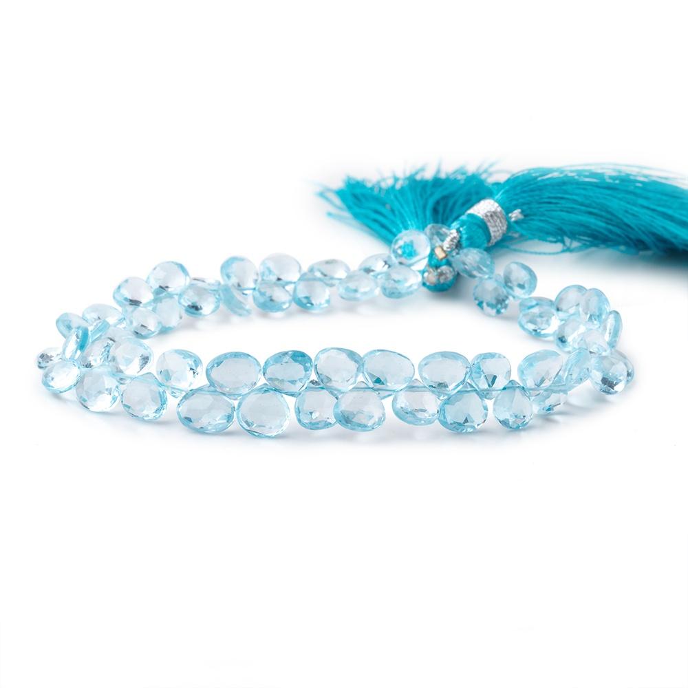 4x4-5x5mm Sky Blue Topaz Faceted Heart Beads 8 inch 58 pieces AAA - Beadsofcambay.com