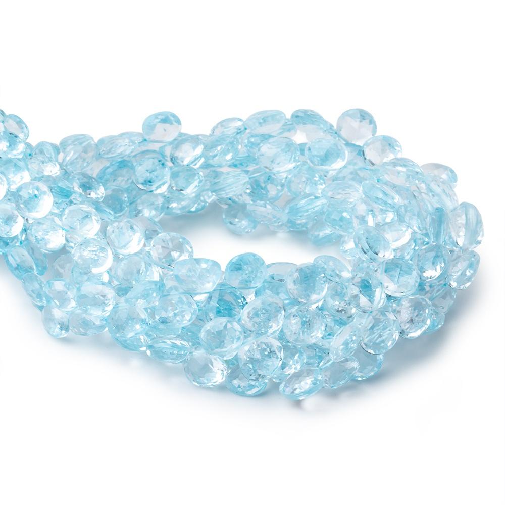 4x4-5x5mm Sky Blue Topaz Faceted Heart Beads 8 inch 58 pieces AAA - Beadsofcambay.com