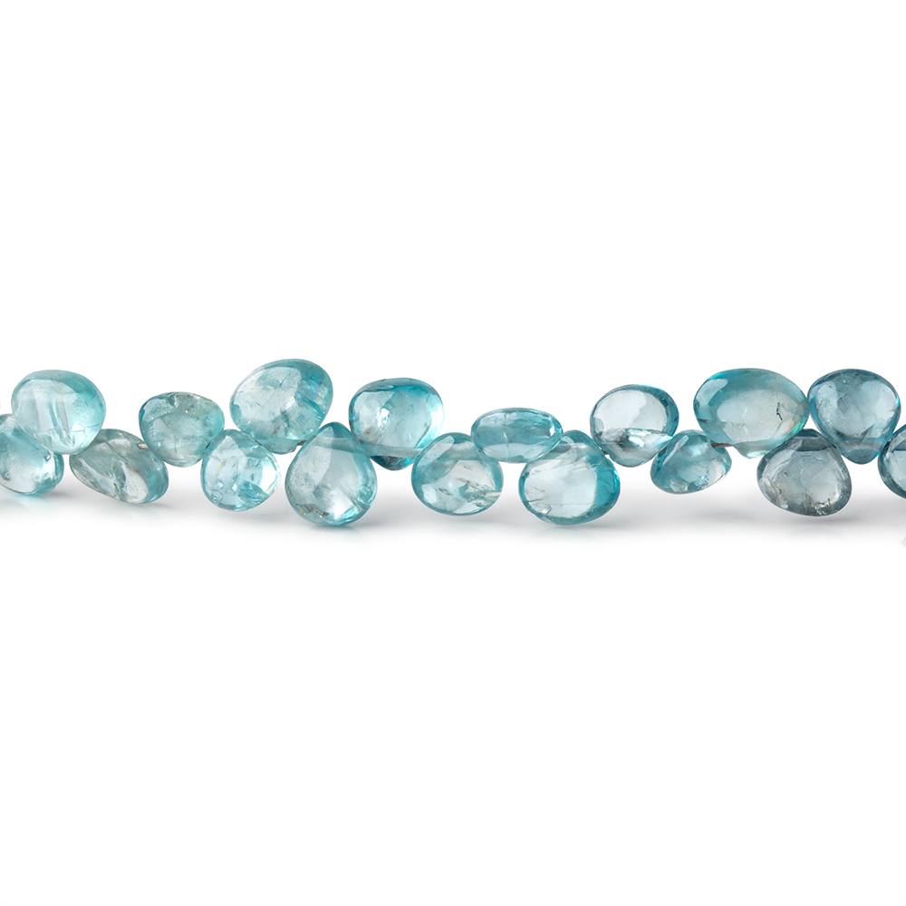 4x4-6x6mm Blue Zircon plain heart beads 7.5 inch 66 pieces - Beadsofcambay.com