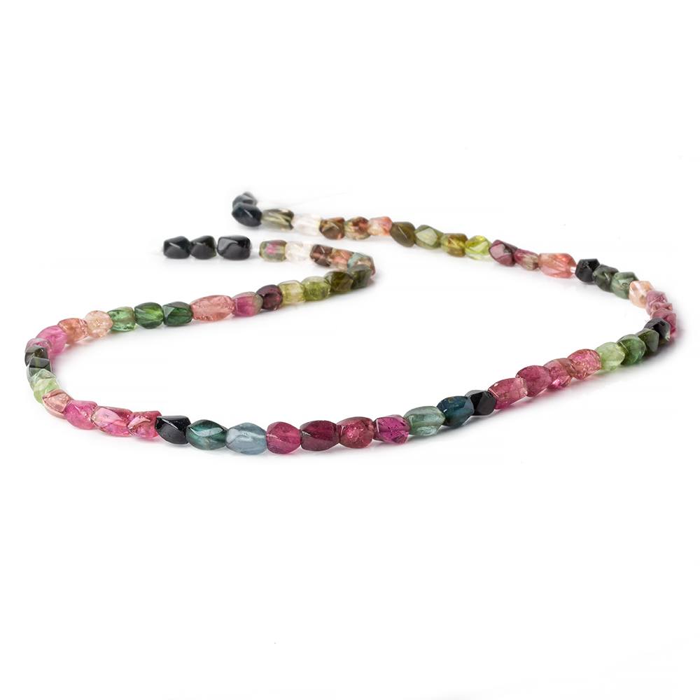 4x4-7x5mm Multi Color Tourmaline faceted Twists 16 inch 65 beads A - Beadsofcambay.com