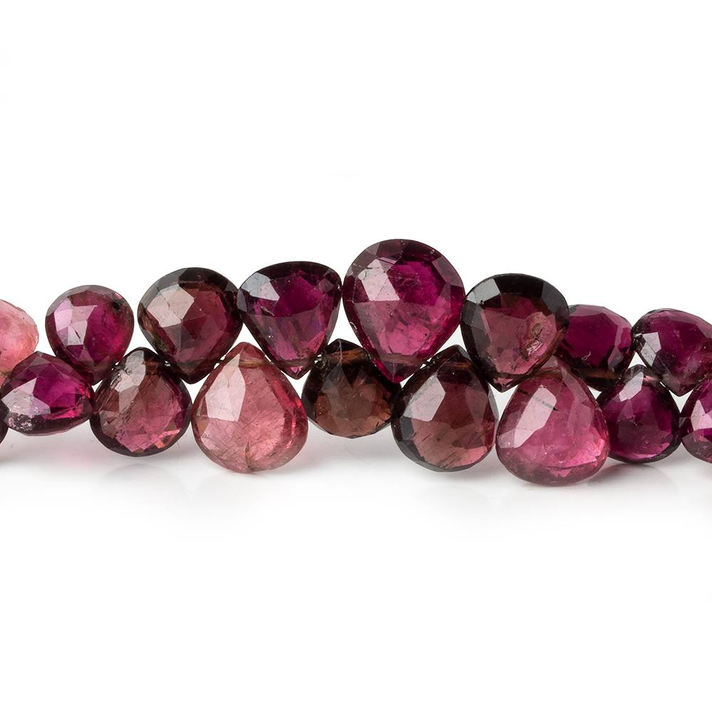 3.5-9mm Shaded Rubellite Tourmaline faceted hearts 17 inch 148 beads AAA - Beadsofcambay.com