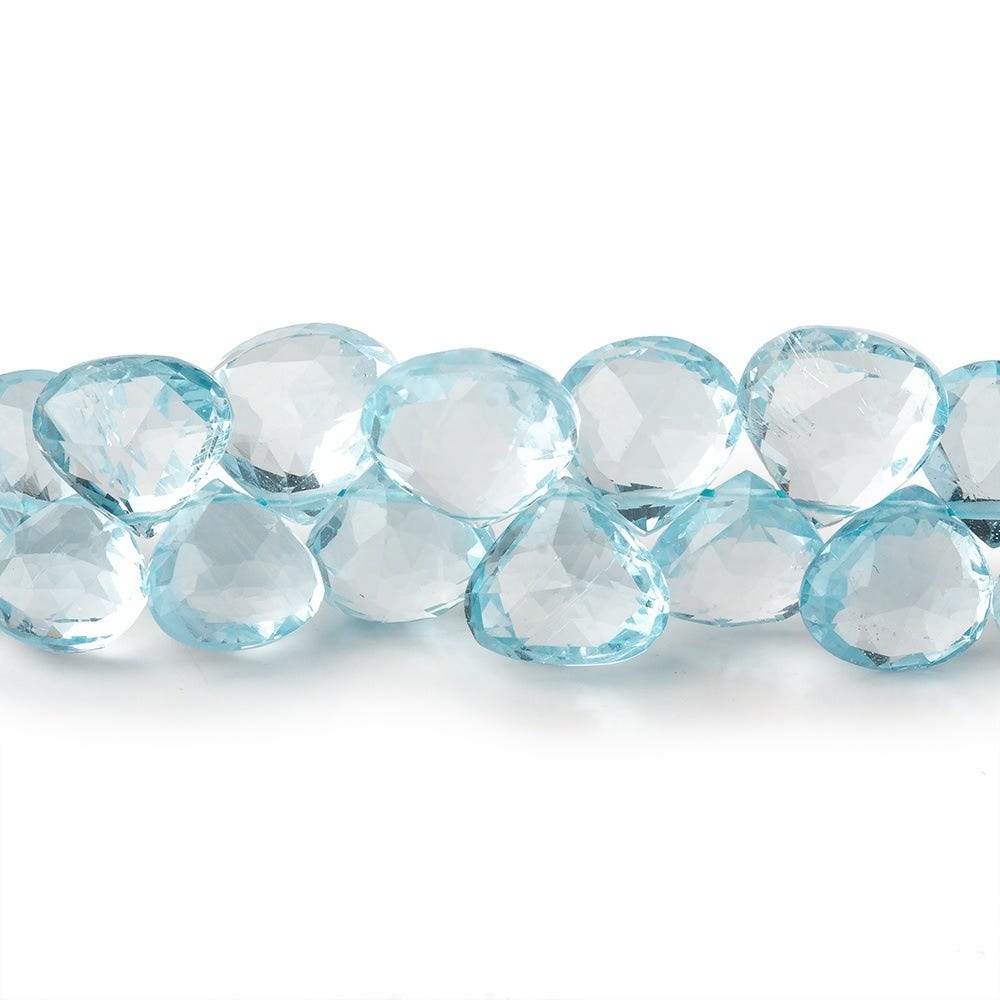 4x4-9x9mm Sky Blue Topaz Faceted Heart Briolettes 8.5 inch 63 pieces AAA - Beadsofcambay.com