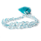 4x4-9x9mm Sky Blue Topaz Faceted Heart Briolettes 8.5 inch 63 pieces AAA - Beadsofcambay.com