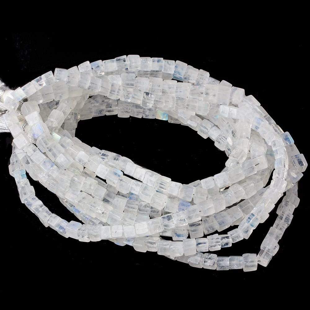 4x4mm Rainbow Moonstone Plain Cube Beads 14 inch 106 pcs - Beadsofcambay.com