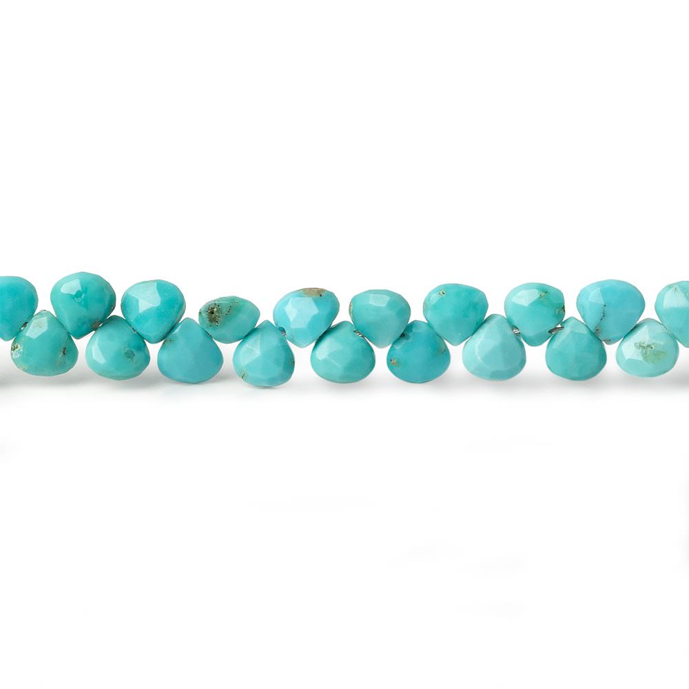 4-5mm Sleeping Beauty Turquoise faceted heart beads 8 inch 62 pieces AA - Beadsofcambay.com