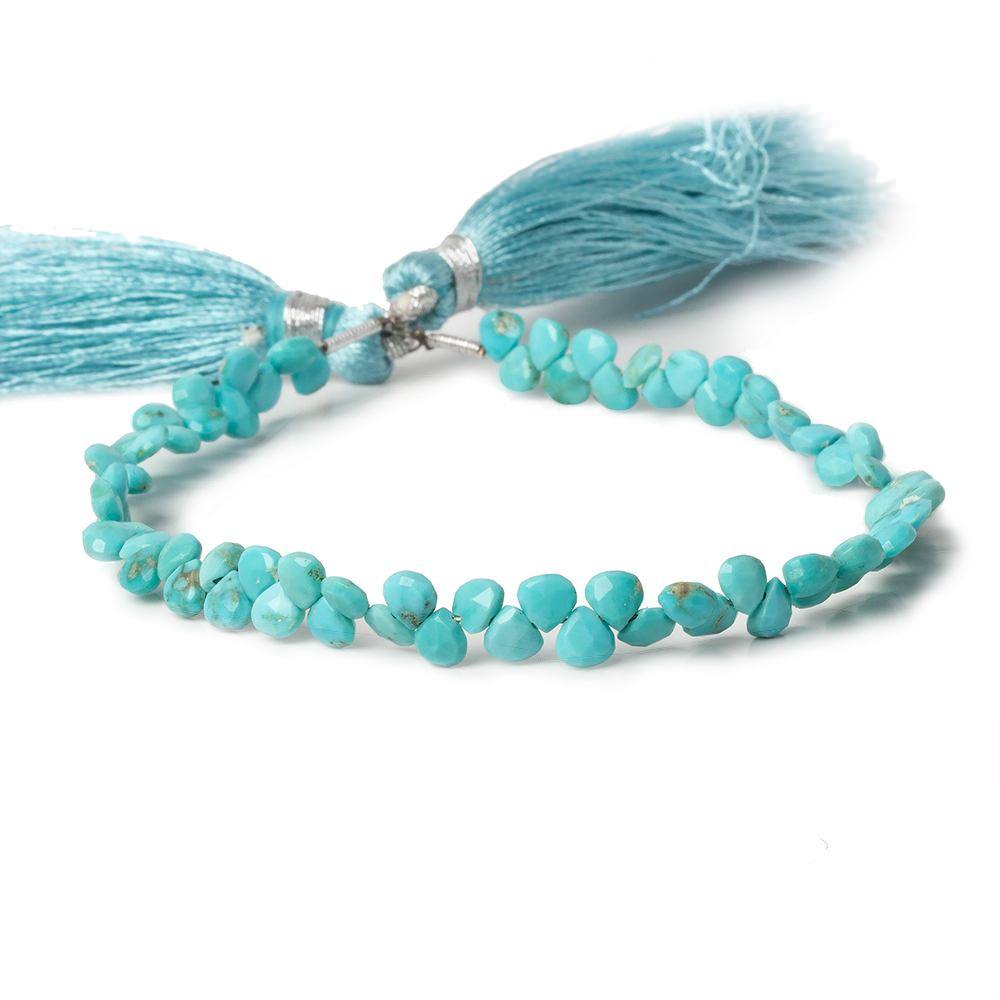 4-5mm Sleeping Beauty Turquoise faceted heart beads 8 inch 62 pieces AA - Beadsofcambay.com