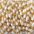 4x5-3x4mm White Straight Drill Baroque Pearl Gold plated Chain by the foot 27 pcs - Beadsofcambay.com
