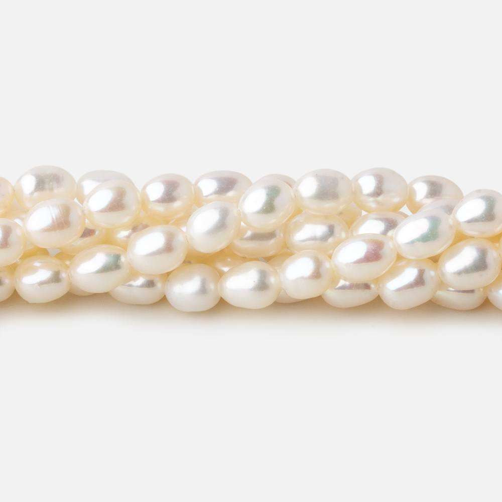 4x5-4.5x6mm Off White straight drilled Oval freshwater pearls 15.5 inch 68 pieces A - Beadsofcambay.com