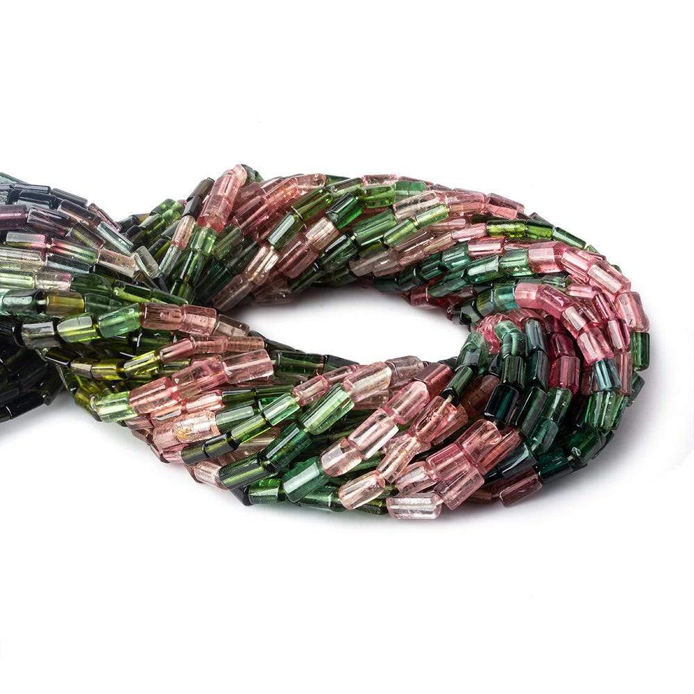 4x6-8x6mm Multi color Tourmaline Faceted Tubes 15 inch 52 beads AA - Beadsofcambay.com
