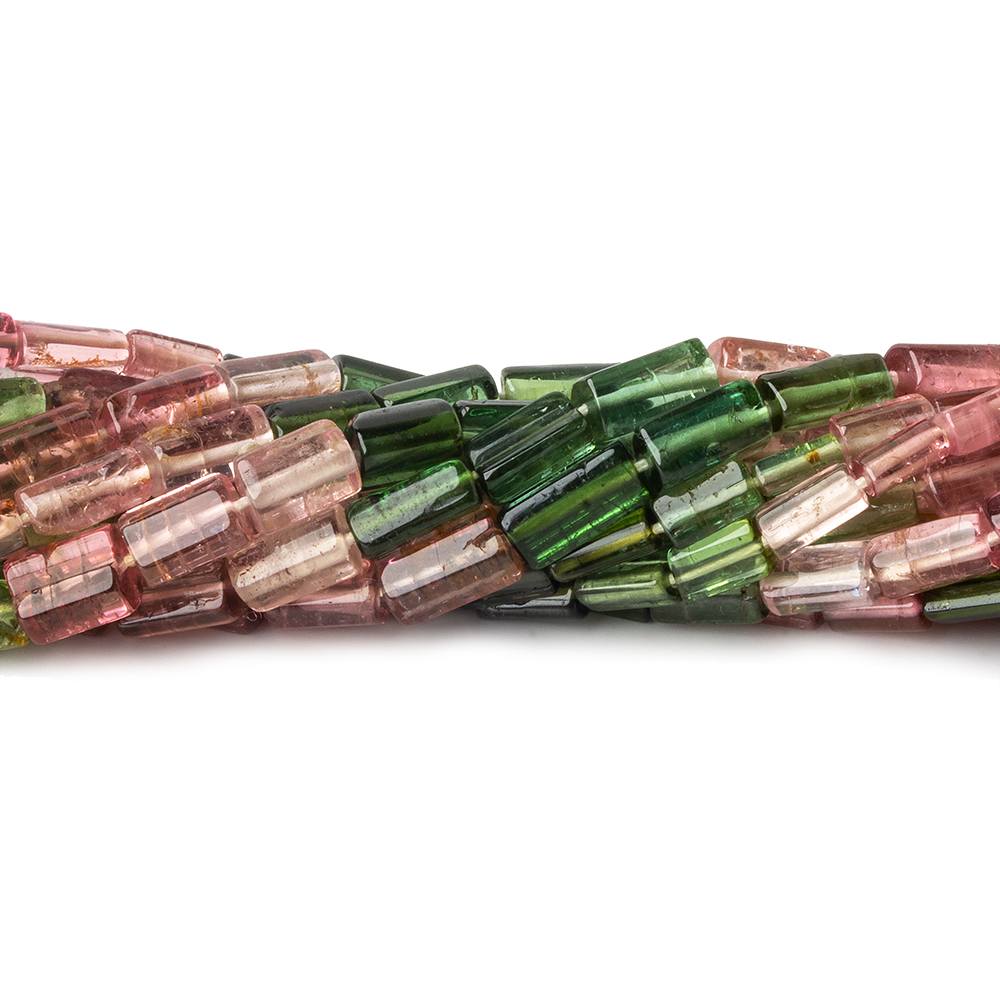 4x6-8x6mm Multi color Tourmaline Faceted Tubes 15 inch 52 beads AA - Beadsofcambay.com