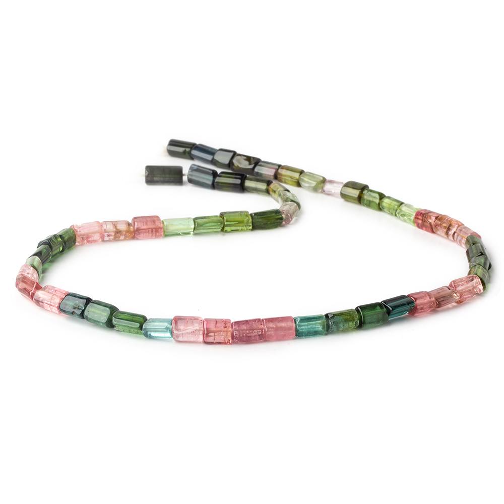 4x6-8x6mm Multi color Tourmaline Faceted Tubes 15 inch 52 beads AA - Beadsofcambay.com
