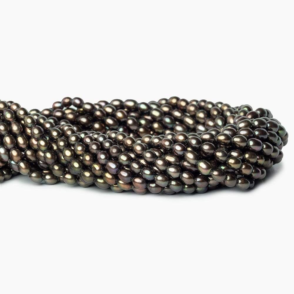 4x6mm Bronze Freshwater Pearl Straight Drill Oval 66 pieces - Beadsofcambay.com