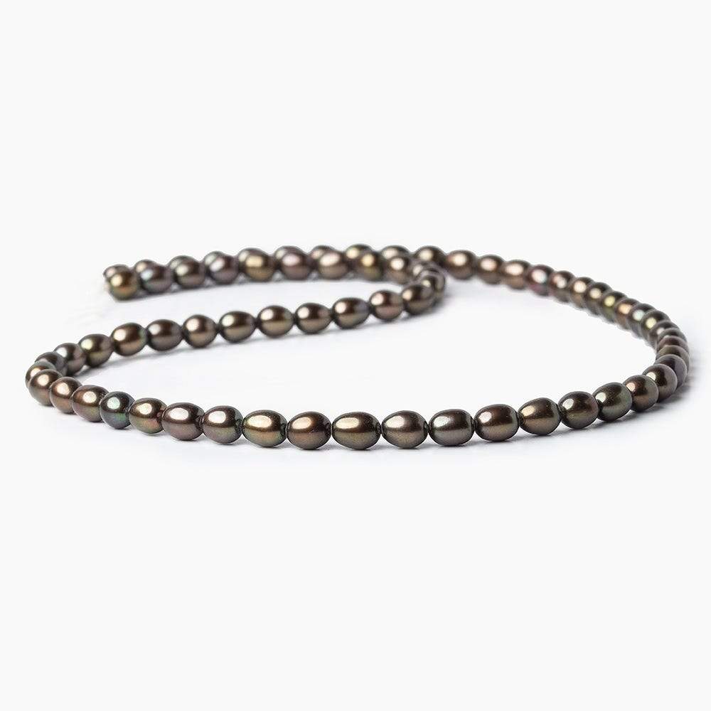 4x6mm Bronze Freshwater Pearl Straight Drill Oval 66 pieces - Beadsofcambay.com
