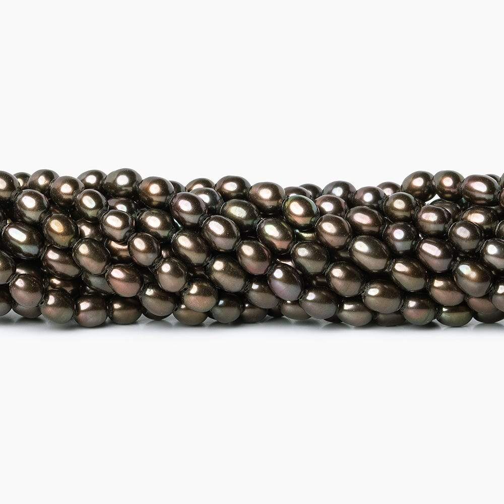 4x6mm Bronze Freshwater Pearl Straight Drill Oval 66 pieces - Beadsofcambay.com
