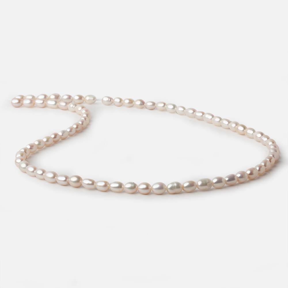 4x6mm Rose' Cream Straight Drill Oval Freshwater Pearl 15.5 inch 73 pieces A - Beadsofcambay.com