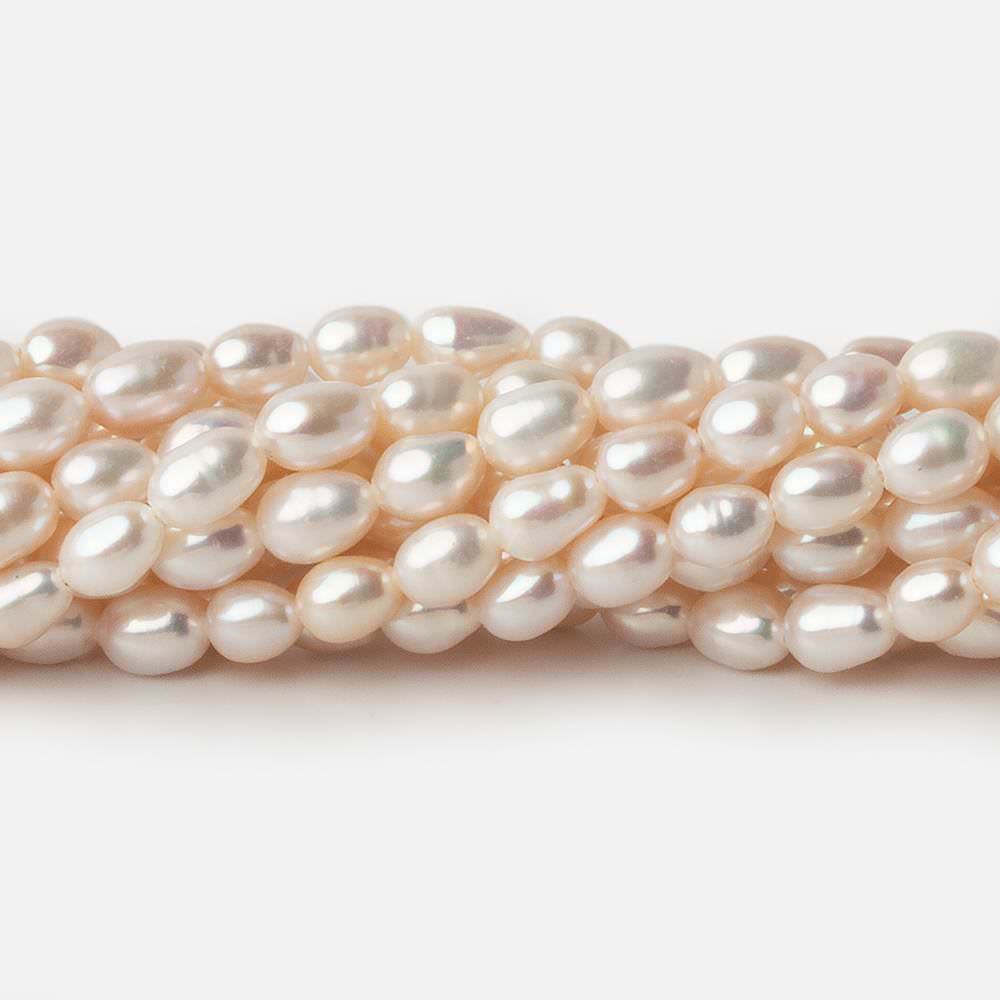 4x6mm Rose' Cream Straight Drill Oval Freshwater Pearl 15.5 inch 73 pieces A - Beadsofcambay.com