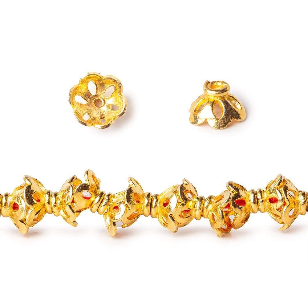 4x7mm 22kt Gold Plated Copper Bead Cap Flower Cut Petals 8 inch 68 pieces - Beadsofcambay.com