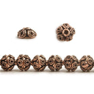 4x7x7mm Antiqued Copper Bead Cap with Bali Miligrain Design 8 inch 54 pcs - Beadsofcambay.com