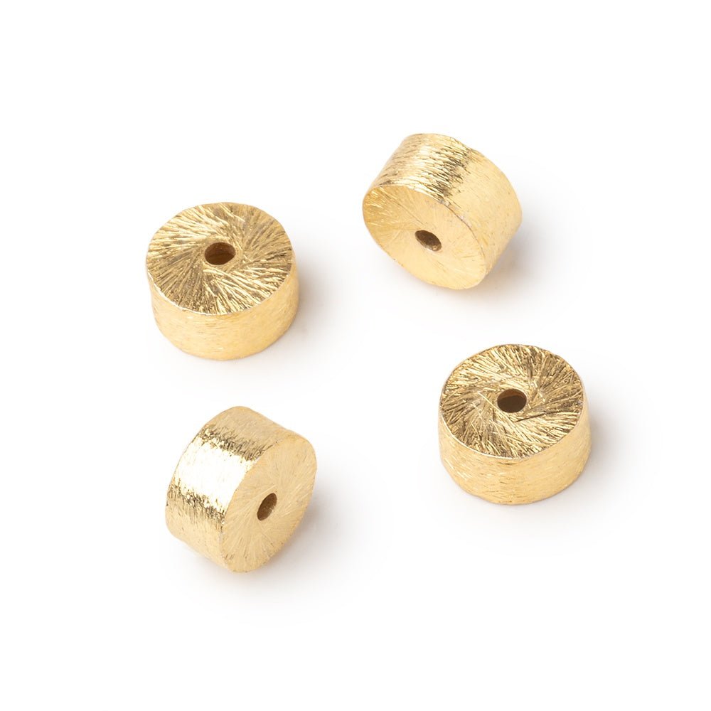 4x8mm 22kt Gold Plated Copper Brushed Tube Set of 4 Beads - Beadsofcambay.com