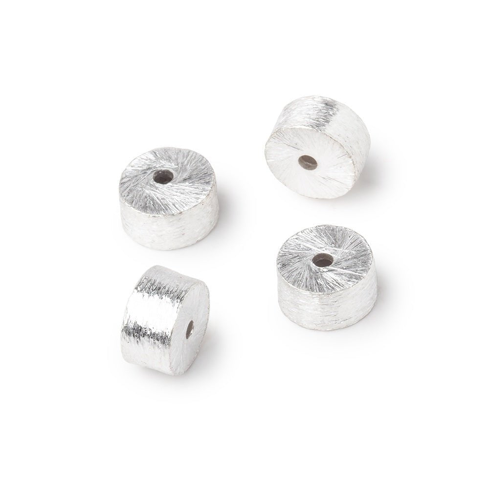 4x8mm Sterling Silver Plated Copper Brushed Tube Set of 4 Beads - Beadsofcambay.com