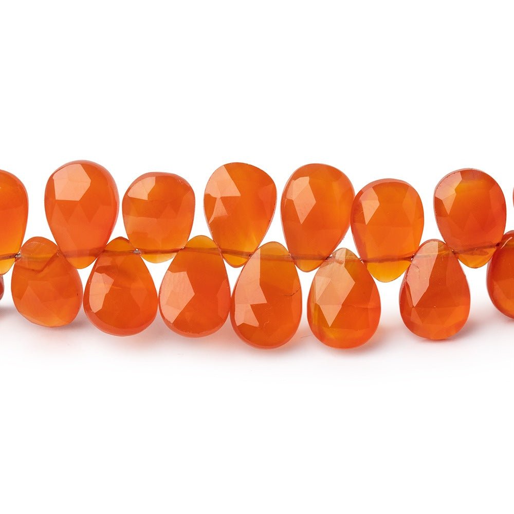 5-10mm Carnelian Faceted Pear Beads 8 inch 58 pieces - Beadsofcambay.com