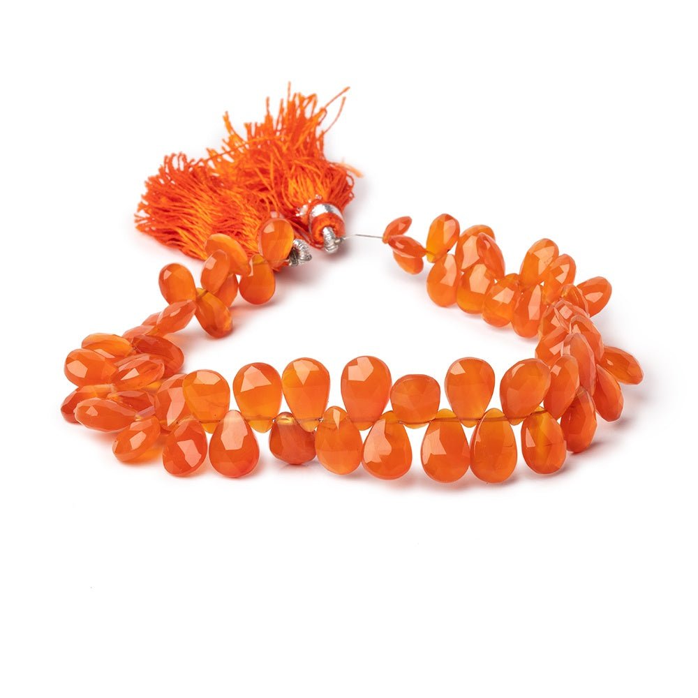 5-10mm Carnelian Faceted Pear Beads 8 inch 58 pieces - Beadsofcambay.com