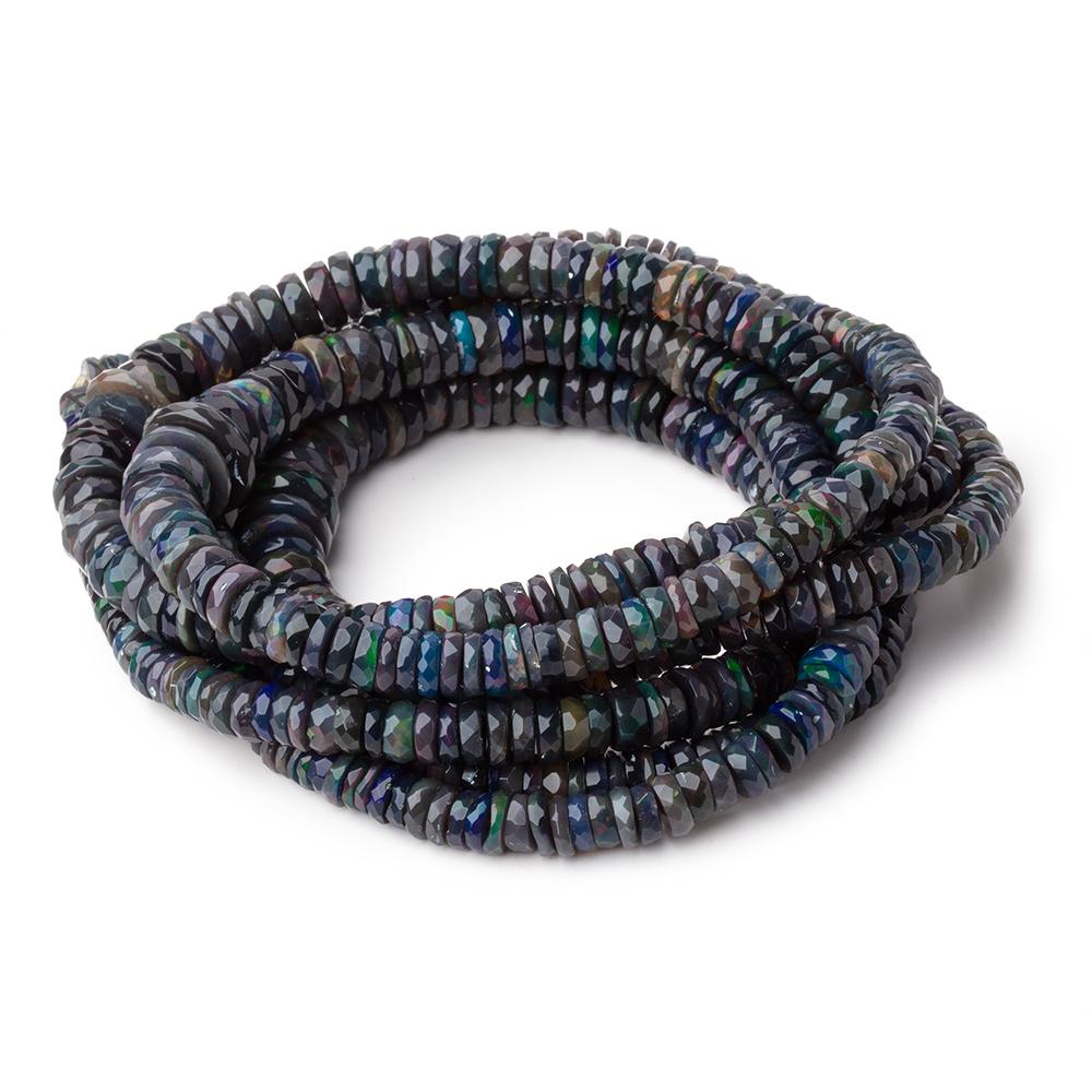 5-10mm Ethiopian Wollo Black Opal Faceted Heshi Beads 16 inch 206 pieces AA - Beadsofcambay.com