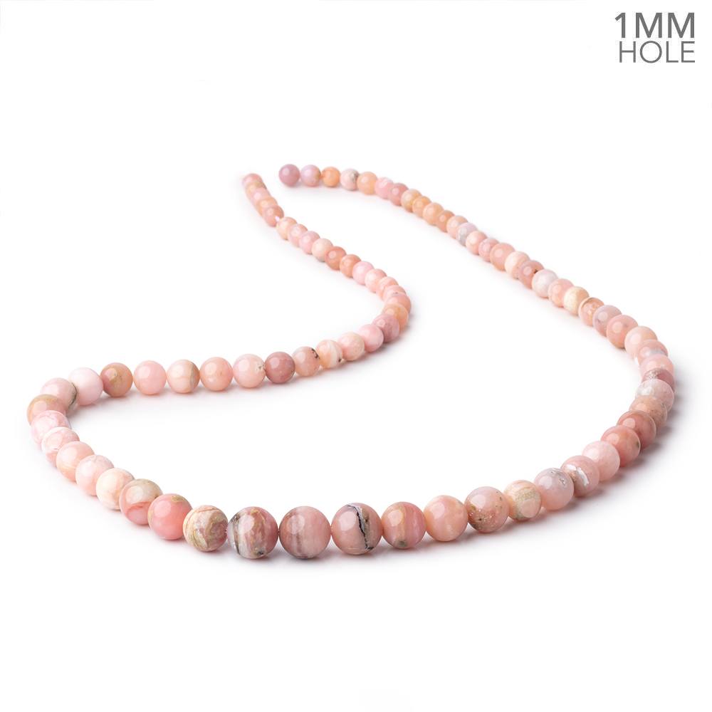 5-10mm Pink Peruvian Opal Plain Round Beads 20 inch 69 pieces AA 1mm Hole - Beadsofcambay.com