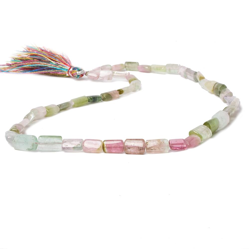 5-10mm Polychromatic Tourmaline Natural Crystal Tube Beads 16 inch 45 pieces - Beadsofcambay.com