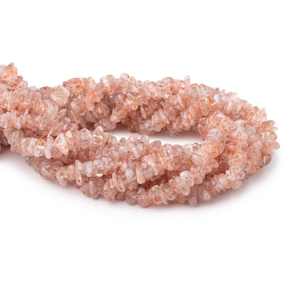 5-10mm Sunstone Plain Chip Beads 16.5 inch 139 pieces - Beadsofcambay.com