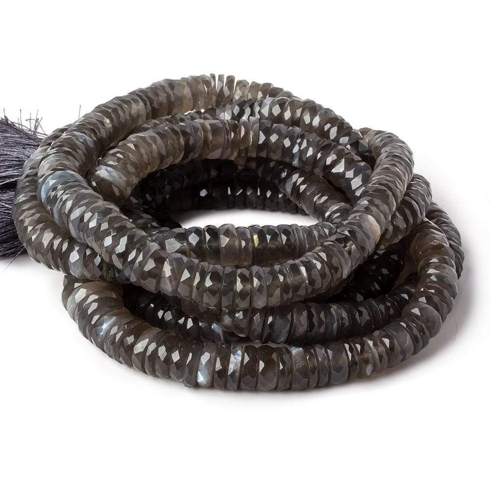 5-11mm Platinum Grey Moonstone faceted Heshi 16 inch 145 beads AA - Beadsofcambay.com