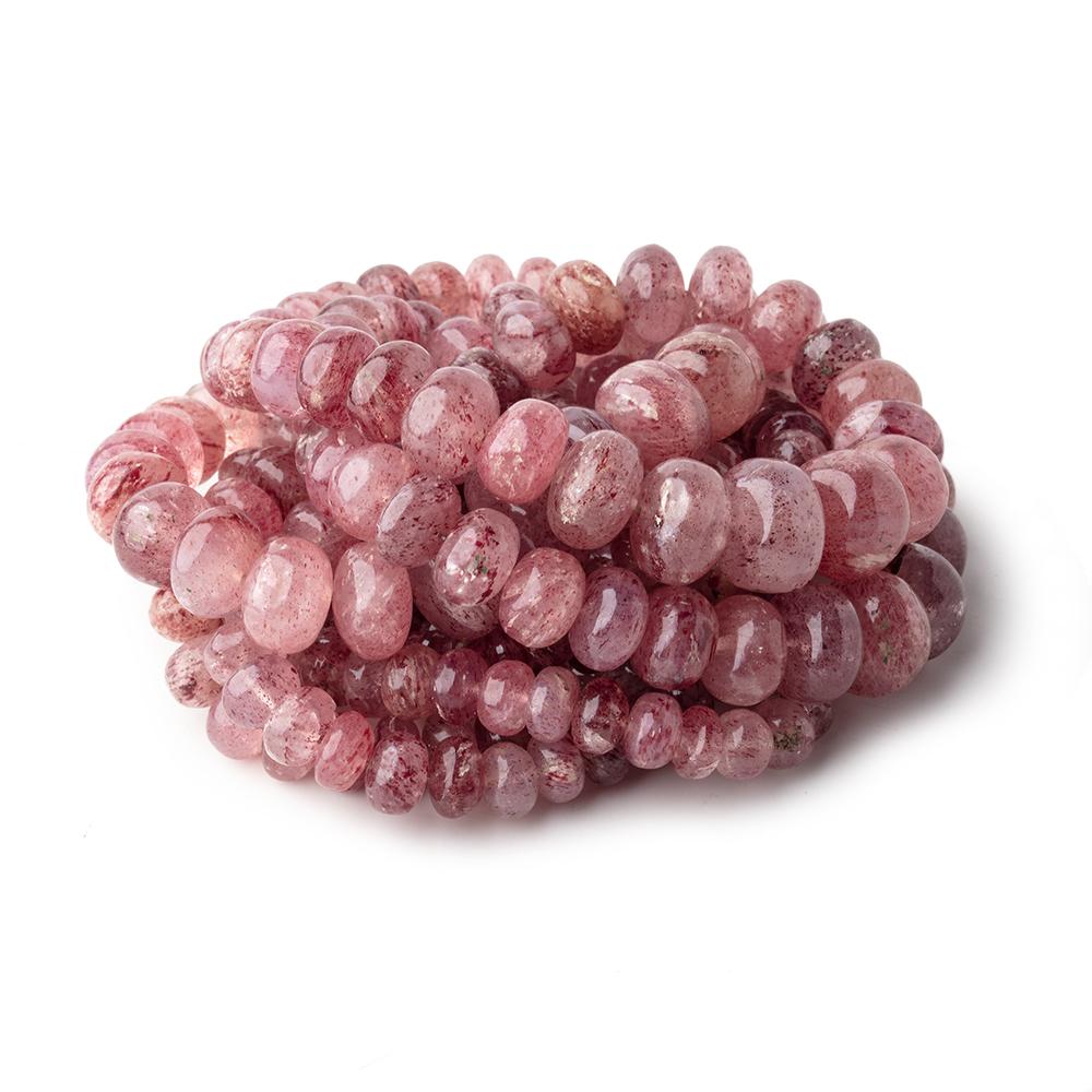5-12.5mm Strawberry Quartz Plain Rondelle Beads 18 inch 88 pieces - Beadsofcambay.com