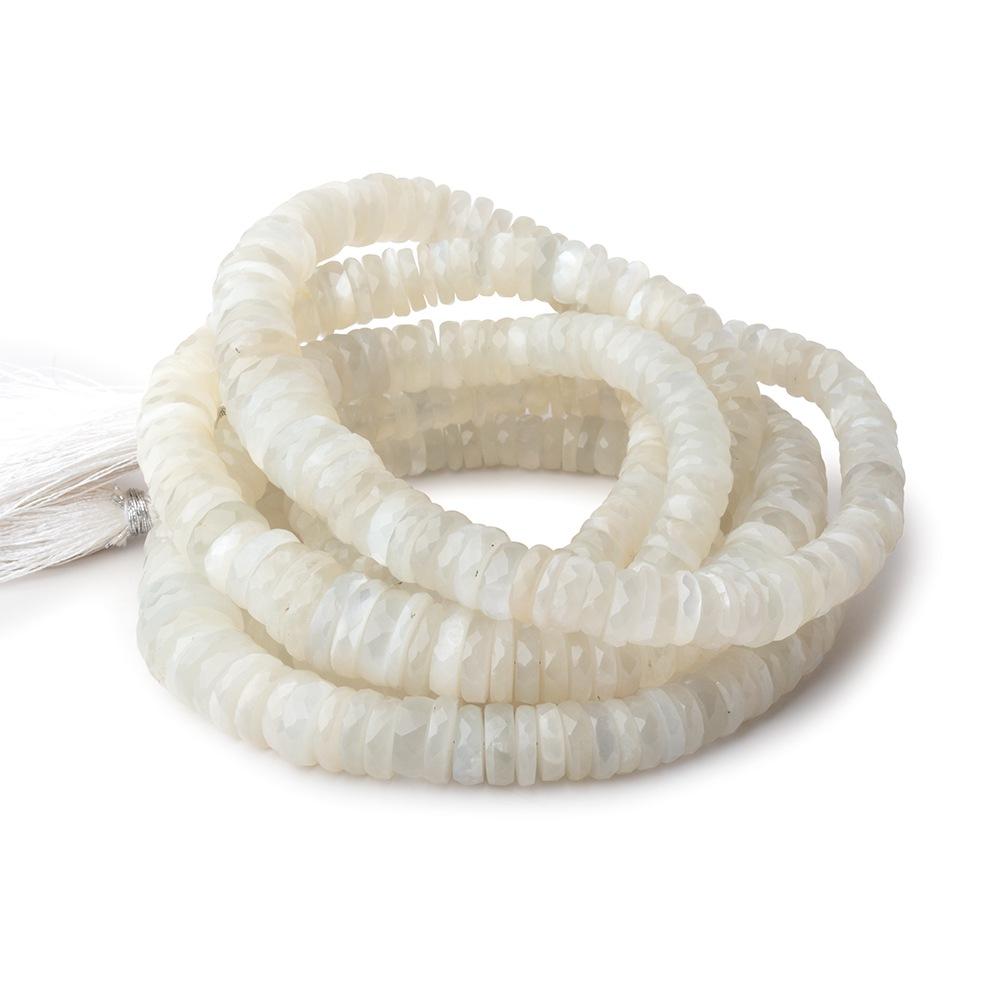 5-12mm Creamy White Moonstone Faceted Heshi Beads 16 inch 150 pieces - Beadsofcambay.com