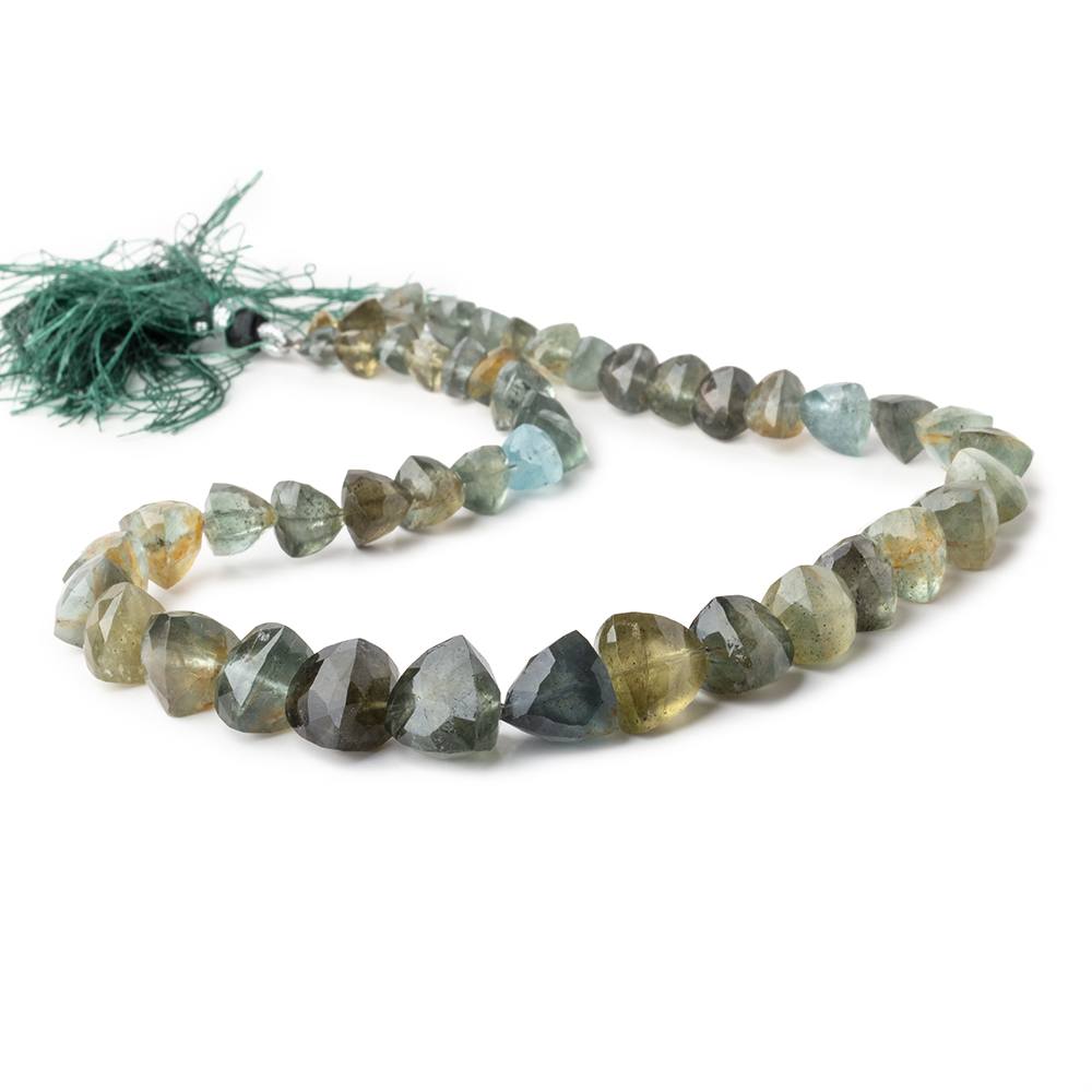 5-12mm Moss Aquamarine Faceted Trillion Beads 14 inch 46 pieces - Beadsofcambay.com