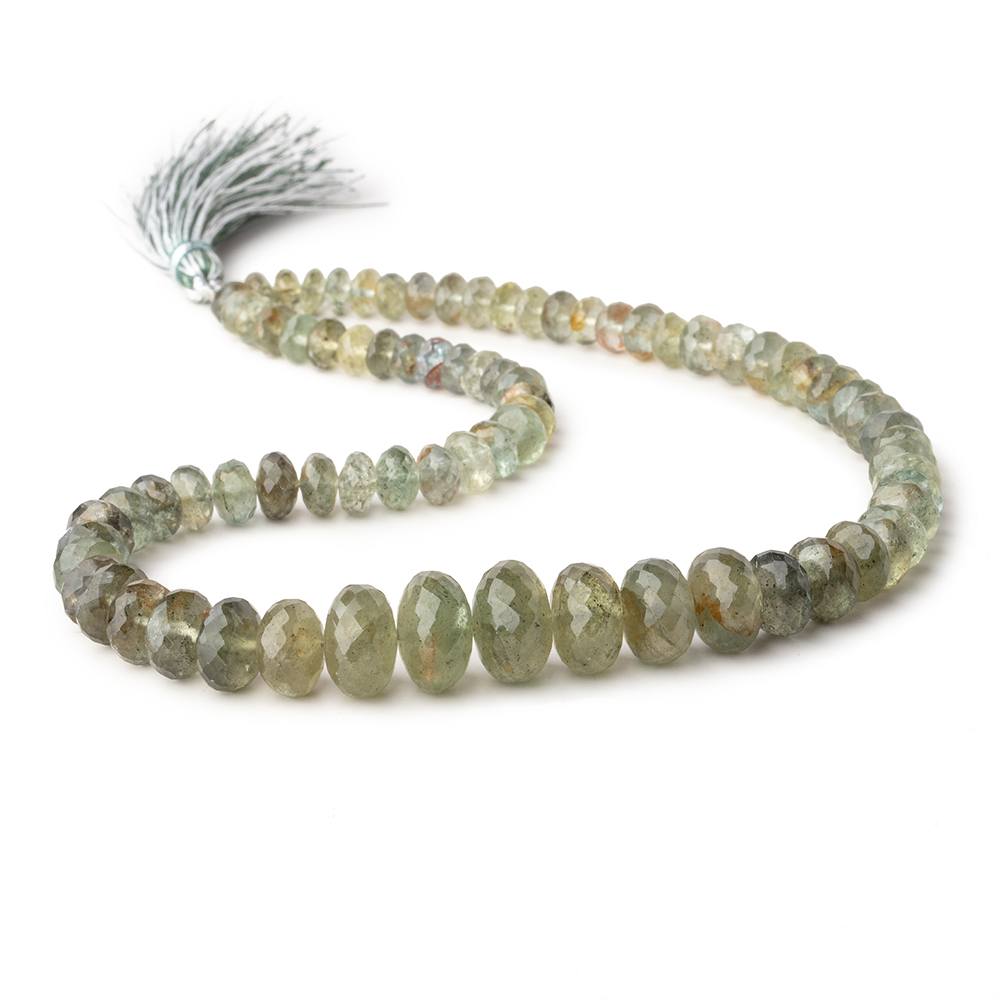 5-13mm Moss Aquamarine faceted rondelles 14 inch 78 Beads - Beadsofcambay.com
