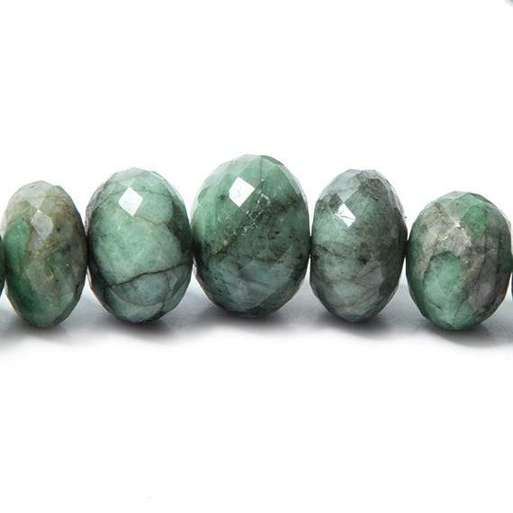 5-14mm Brazilian Emerald Faceted Rondelle Beads 17.5 inches 87 - Beadsofcambay.com