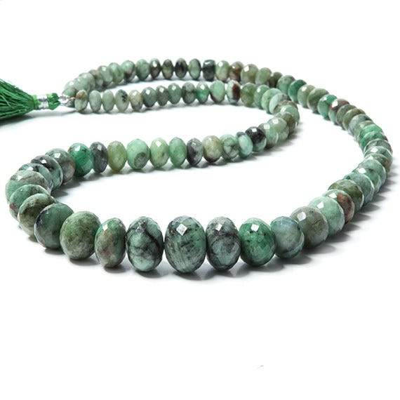 5-14mm Brazilian Emerald Faceted Rondelle Beads 17.5 inches 87 - Beadsofcambay.com